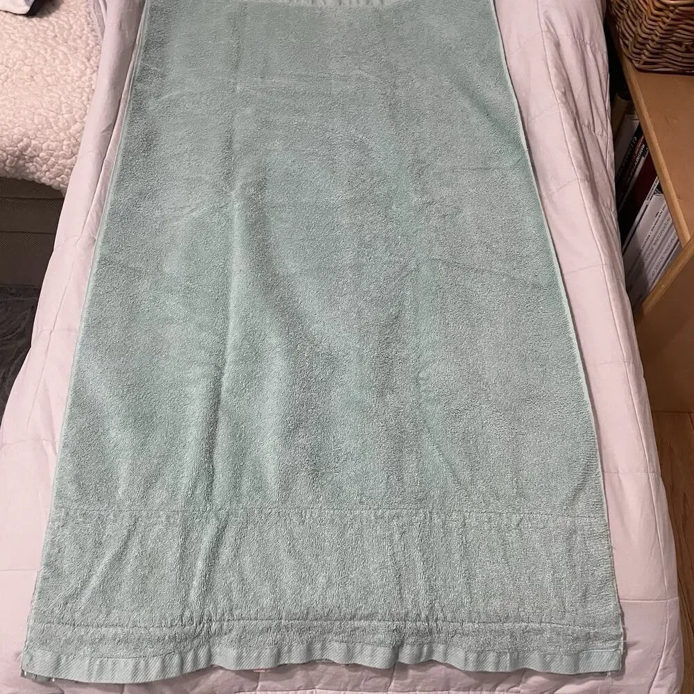Fieldcrest Lustre Towel Set of Three Green Vintage 80s 2 Bath 1 Hand Cotton